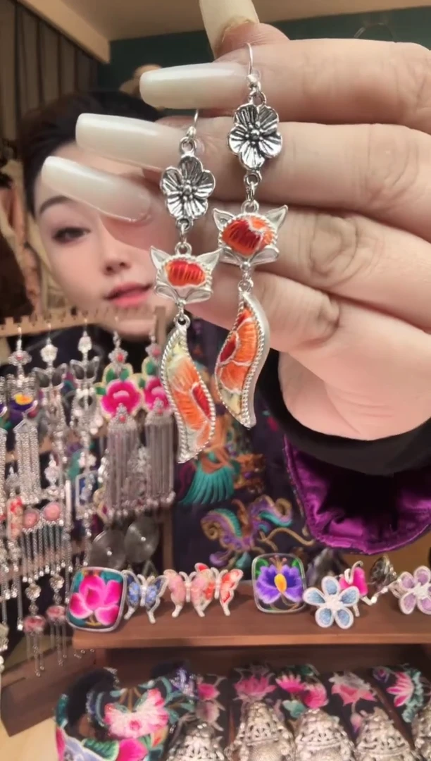 刺绣纯手工民族风刺绣耳环