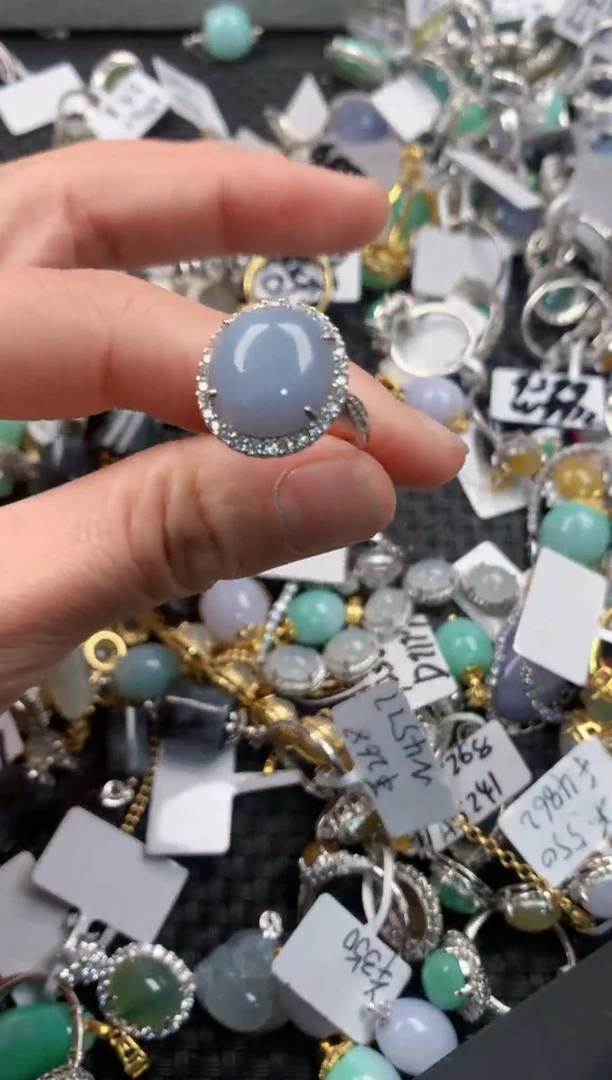 银S925镶嵌戒指翡翠222   8