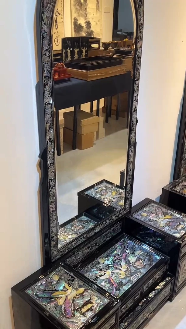 落地镜柜螺钿大漆漆器大漆漆器