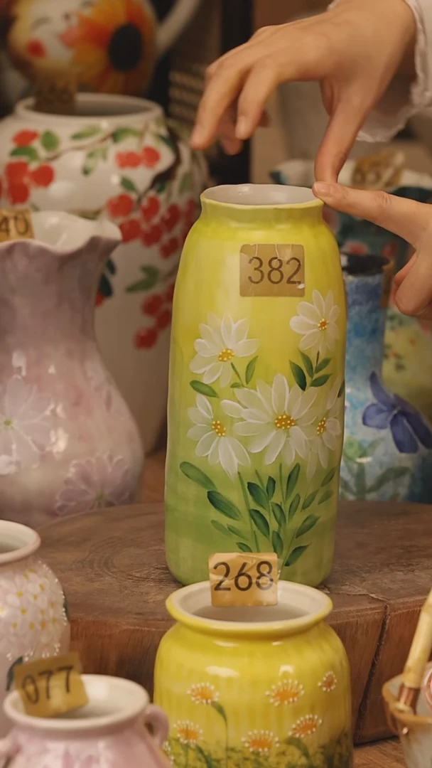 陶瓷景德镇设计师手作花器摆件侘寂风@M382@