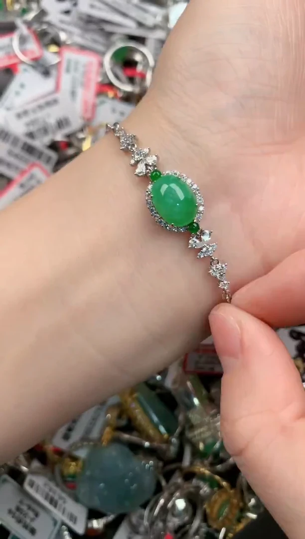 银S925镶嵌戒指翡翠55-9