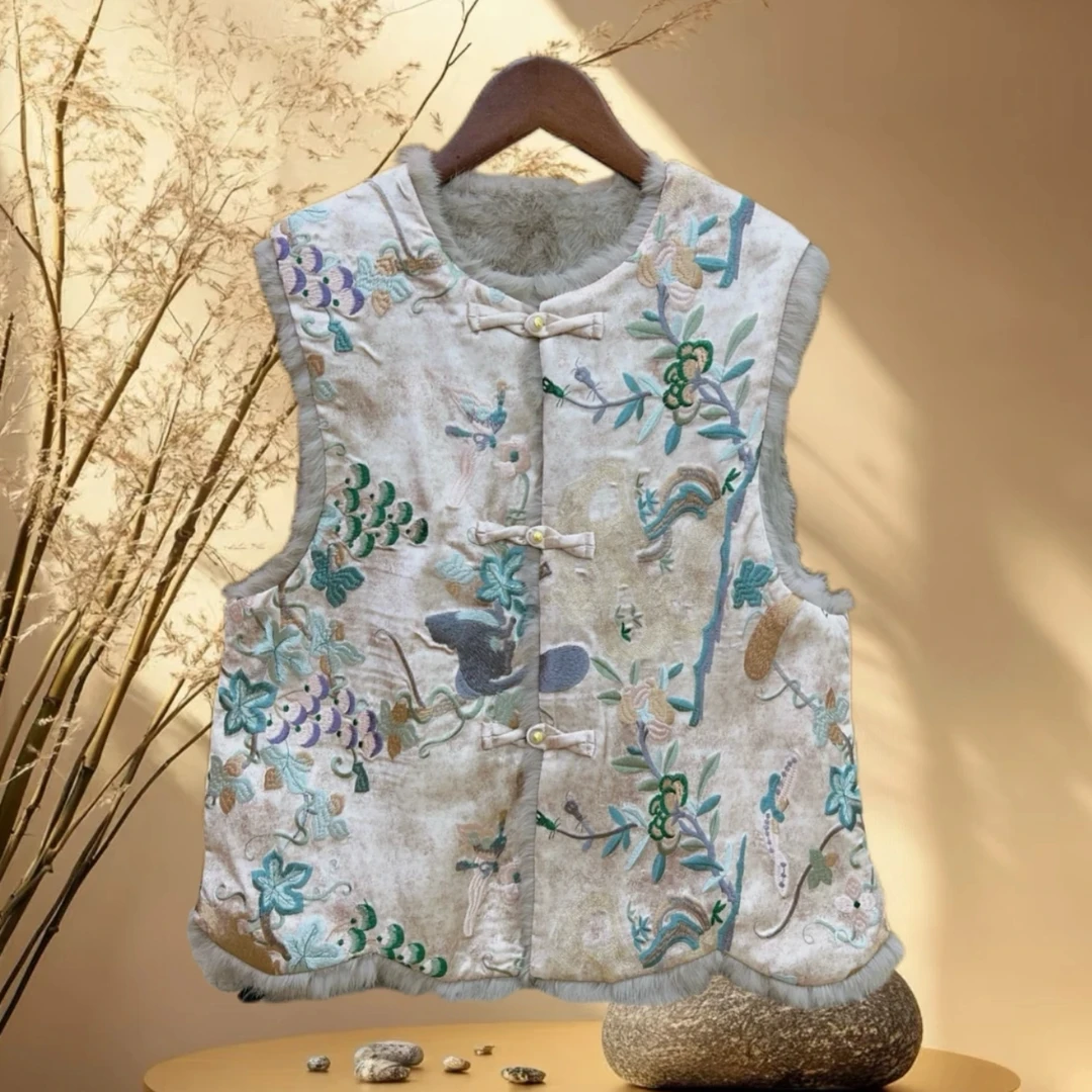 【语轻】中国风马甲绣花新中式刺绣拼接外套