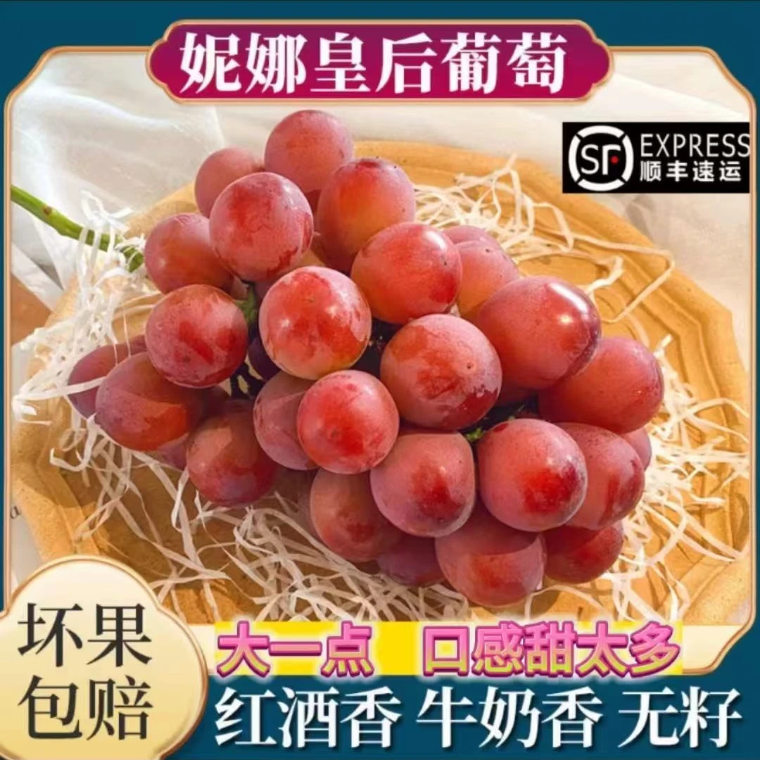 【顺丰速运】新鲜正宗妮娜皇后葡萄新鲜无籽葡萄纯甜红酒箱礼盒装