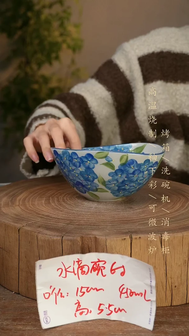 碗瓷景德镇手工手绘高温瓷釉下彩