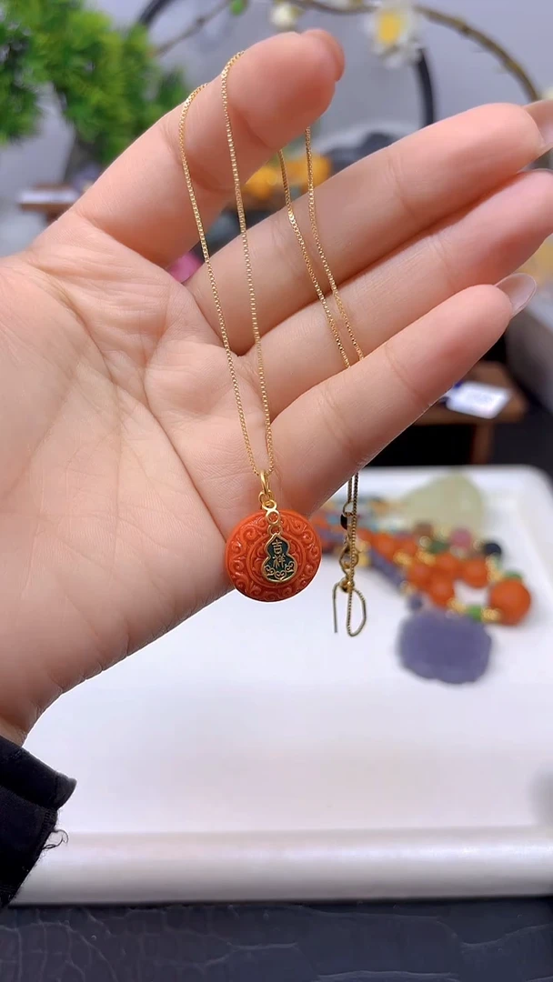 银S925镀金镶嵌吊坠(赠链)玛瑙/玉髓D204