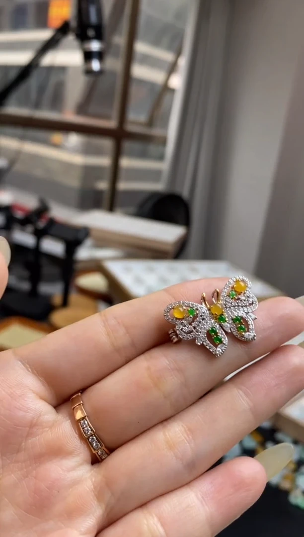 定制翡翠银S925镶嵌翡翠饰品~