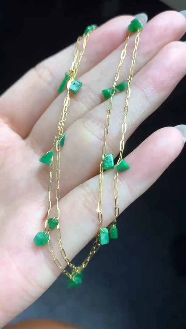 【闪购商品】翡翠项链18K金镶嵌项链|1000+100