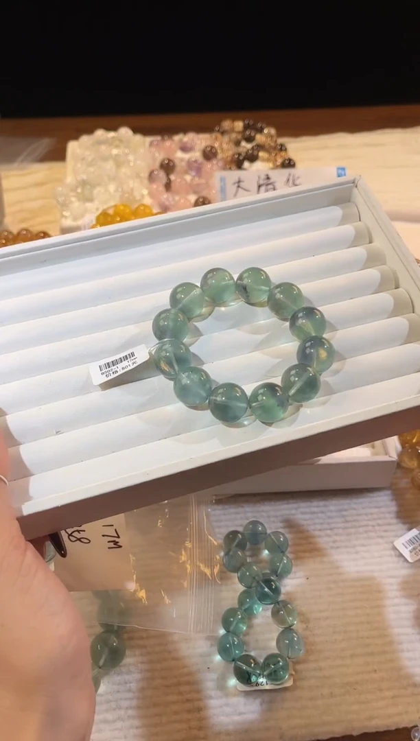 合成欧泊未镶嵌手串多样性发一Q69湖水蓝绿17mm