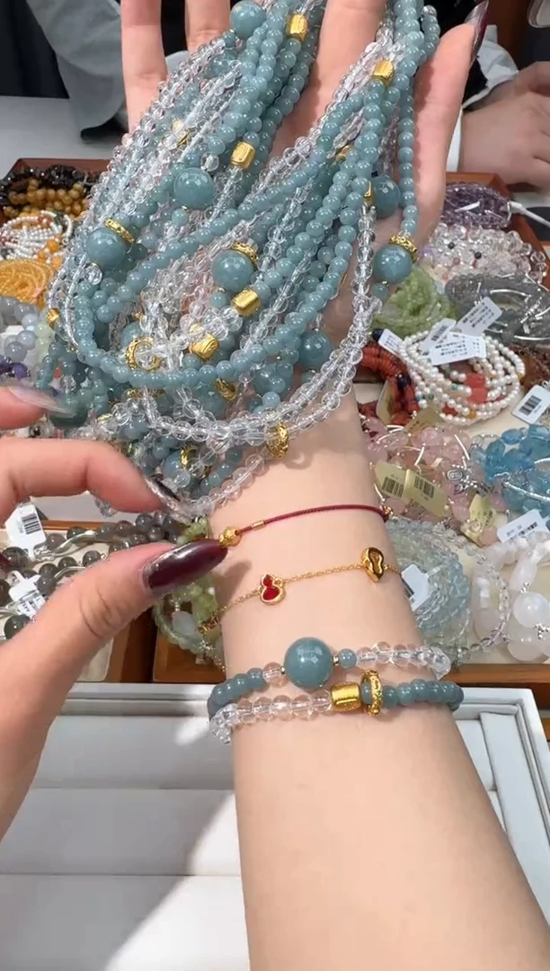 【闪购商品】水晶手链未镶嵌C011白水翡cui双圈设计款