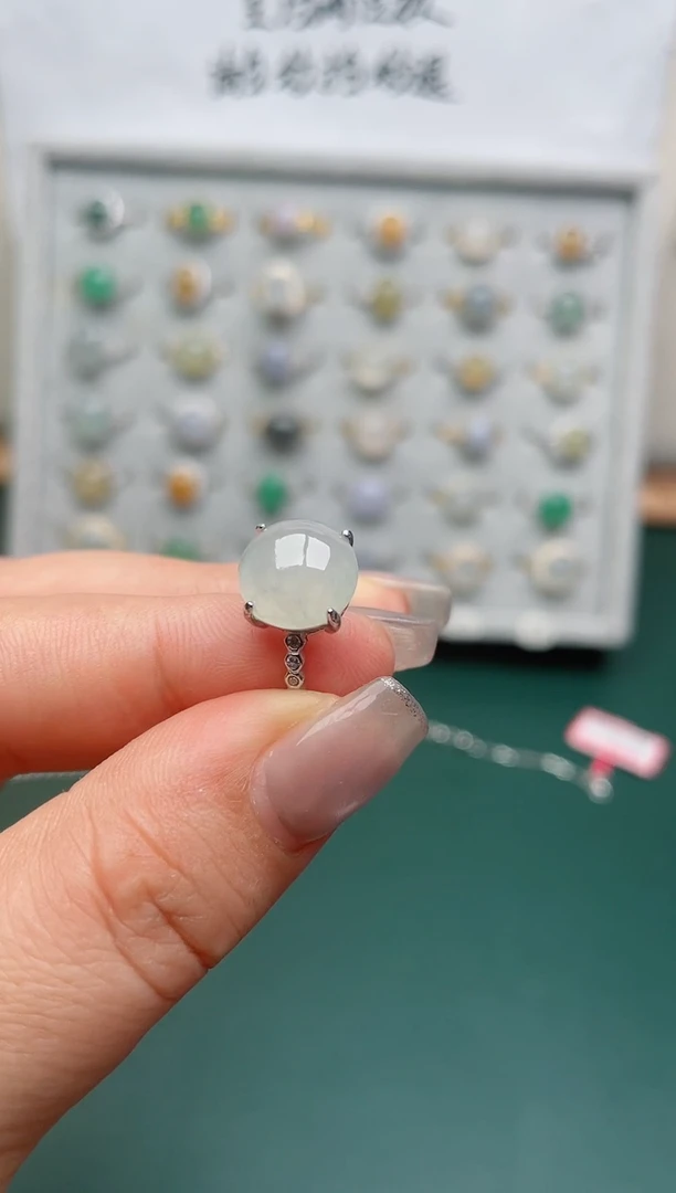 翡翠戒指银S925镶嵌.