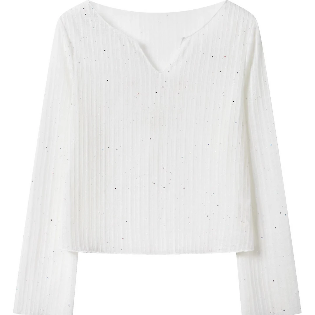 羊城故事-白色镂空罩衫上衣夏季慵懒风长袖防晒针织衫Y50449445