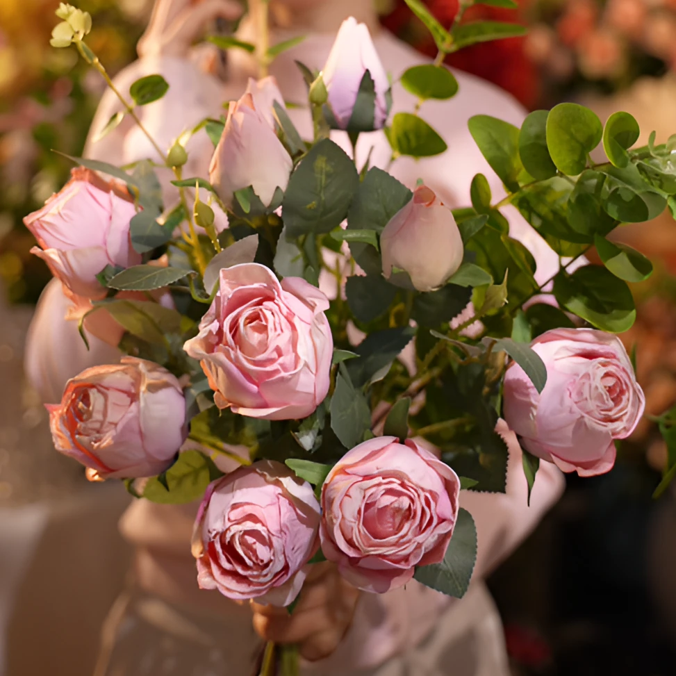 粉雾玫瑰花 酒盅玫瑰花 餐桌花 假花 简约风 奶油风仿真花