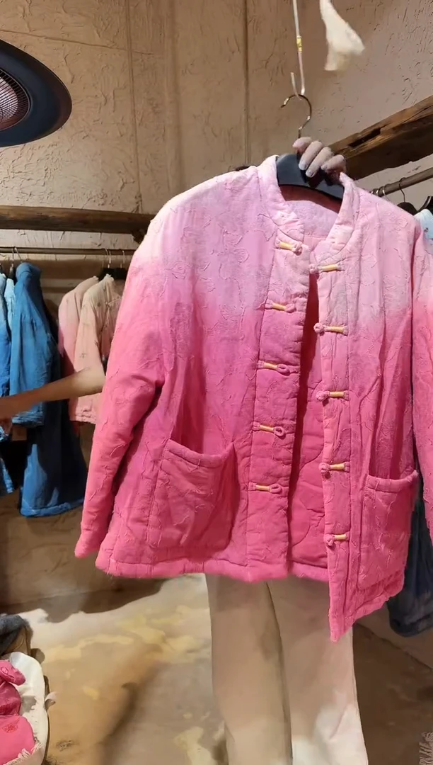 苏木植物染金线盘扣棉服