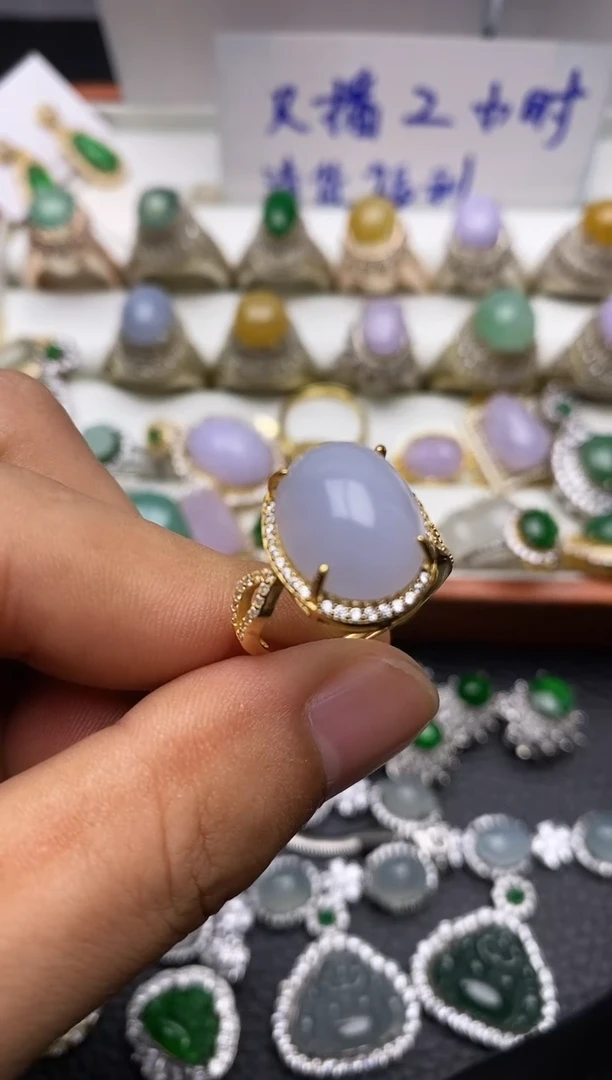 银S925镶嵌戒指翡翠/0028