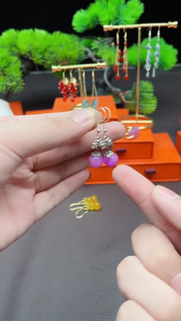 玛瑙/玉髓耳饰银S925镶嵌401