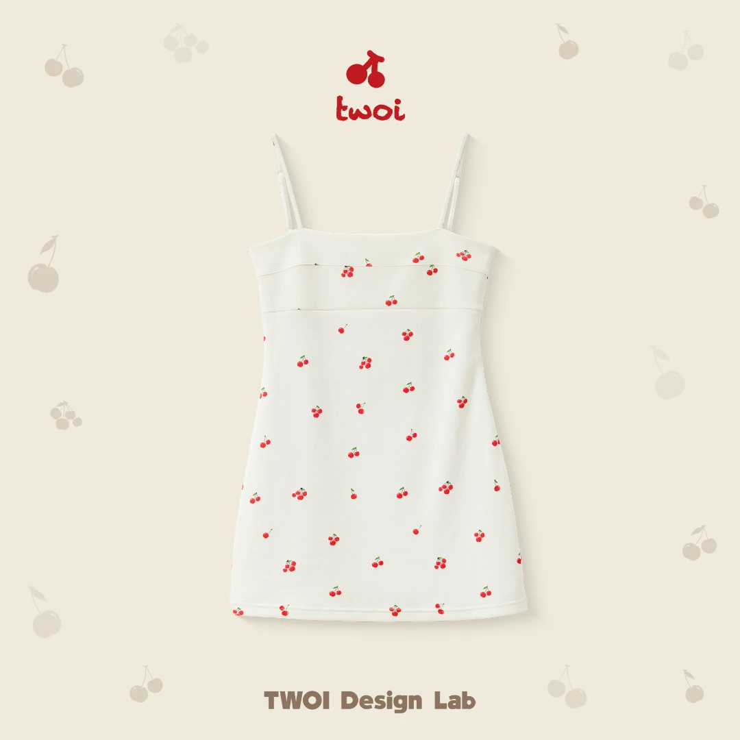 TWOI Design Lab "白女的小樱桃系列"「奶油白樱桃拼接连衣裙」