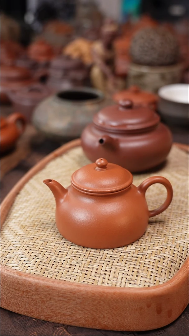 茶壶紫砂半手朱泥怀隐壶容量约120