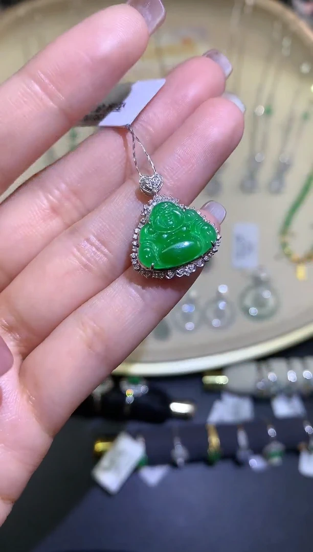 翡翠18K金镶嵌吊坠(不含链)A114|5500