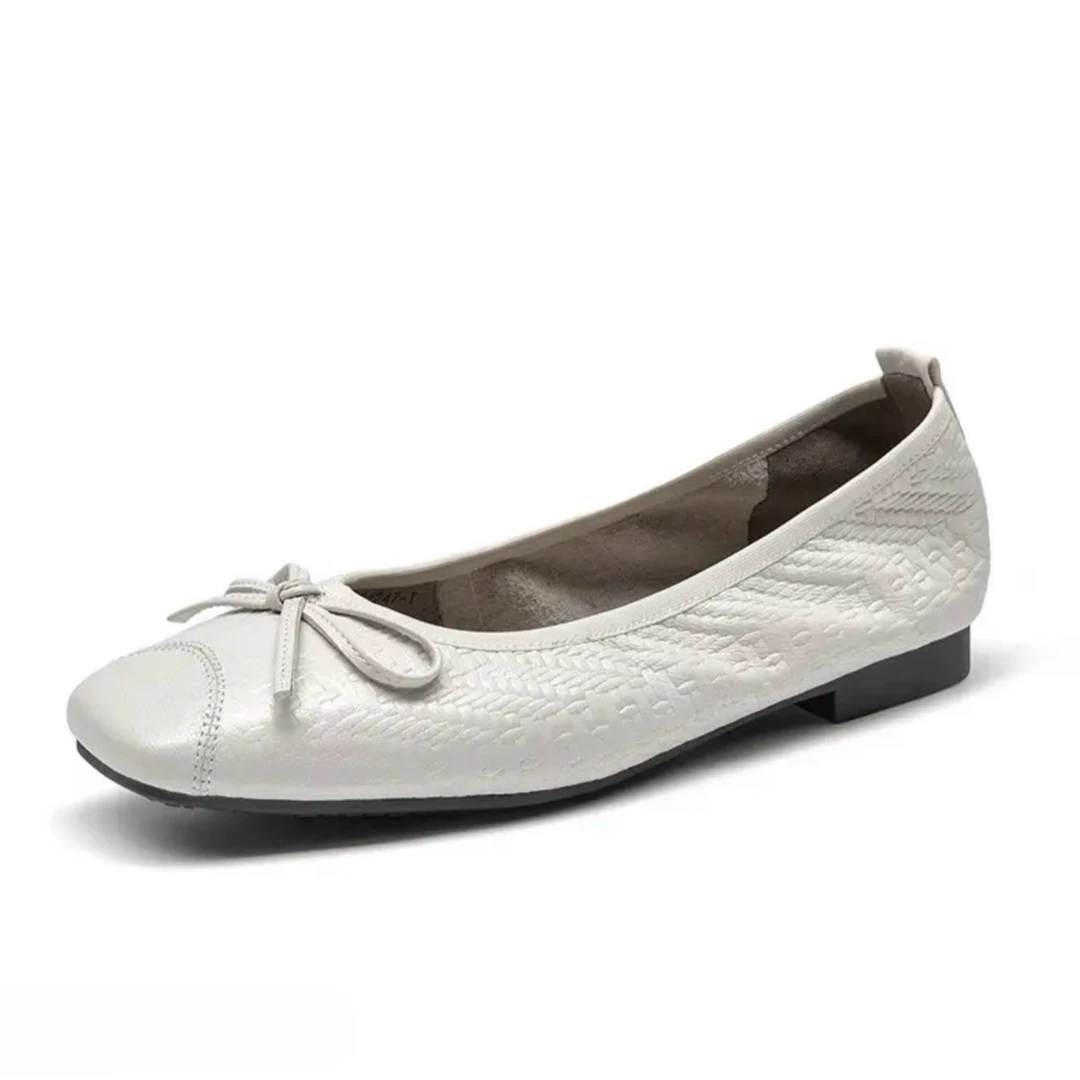 羊皮浅口单鞋女平底鞋春夏款正装上班鞋舒适百搭妈妈鞋时尚休闲