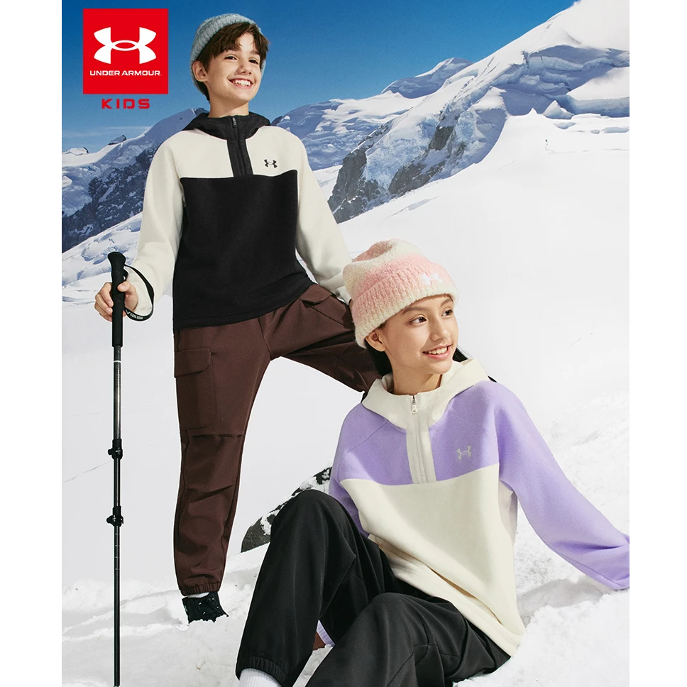 Under Armour/安德玛卫衣常规休闲风长袖秋冬童装拼接加绒加厚款