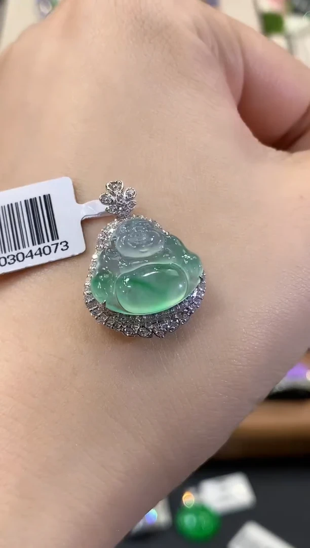 吊坠(不含链)18K金镶嵌翡翠D78