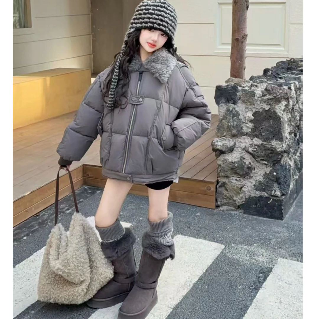 N00101女童冬季加绒加厚棉衣外套2025年新款棉袄中大儿童女孩保暖