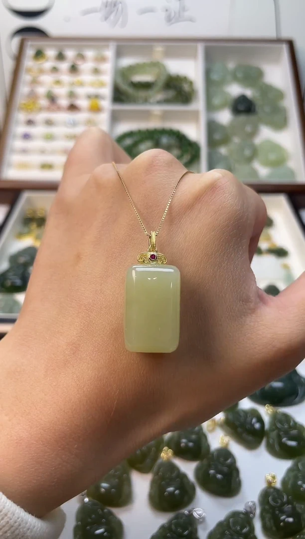 吊坠(不含链)银S925镶嵌和田玉 吊坠(不含链) 银S925镶嵌 和田玉