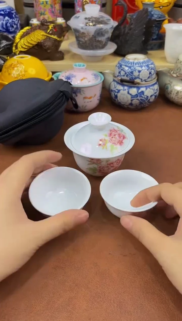 陶瓷茶具摆件旅行套组