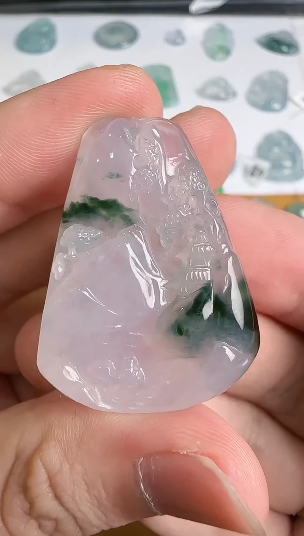 翡翠未镶嵌吊坠(不含链)山水牌