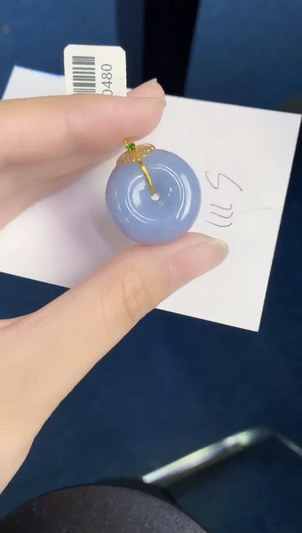 翡翠18K金镶嵌颈饰天然翡翠緬甸A貨