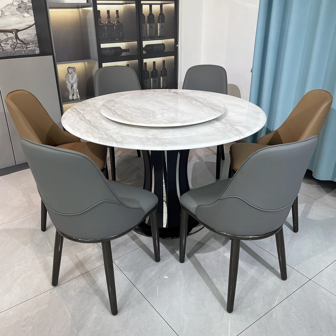 2025年新款餐桌家用小户型餐桌纯圆桌超晶石餐桌大理石餐桌饭桌