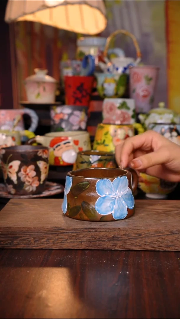 杯子陶泥垚手作 景德镇手工手绘陶瓷器物
