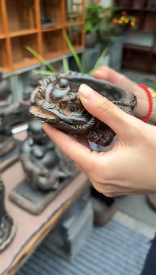 陶土【合成青石】金蟾盆