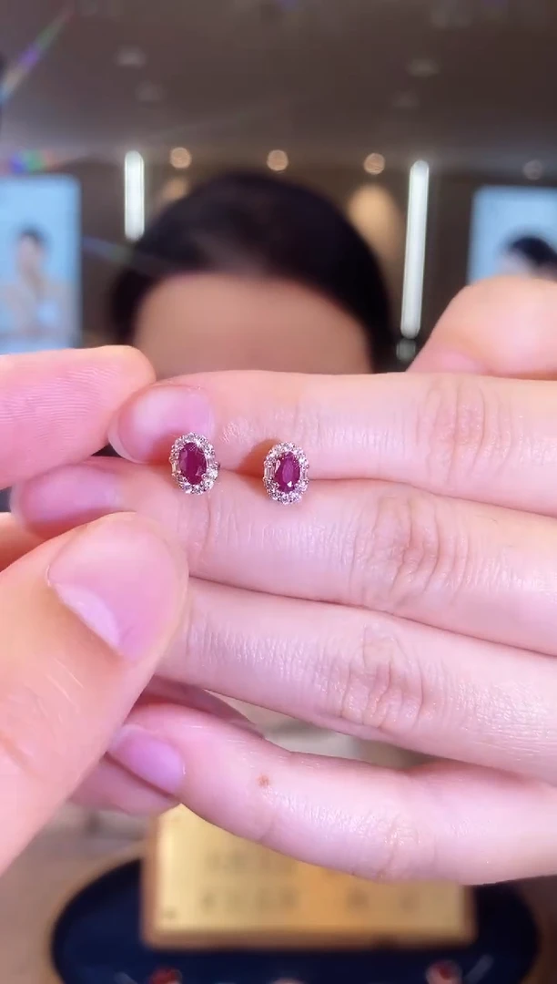 【闪购商品】红宝石耳饰银S925镶嵌09