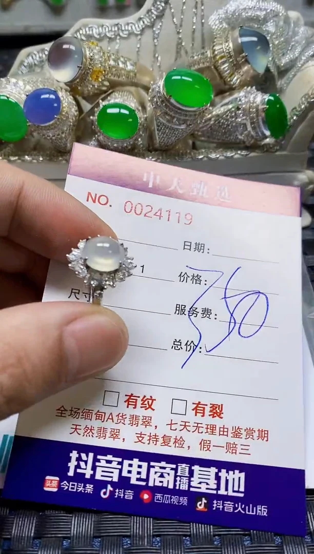银S925镶嵌戒指翡翠/4119