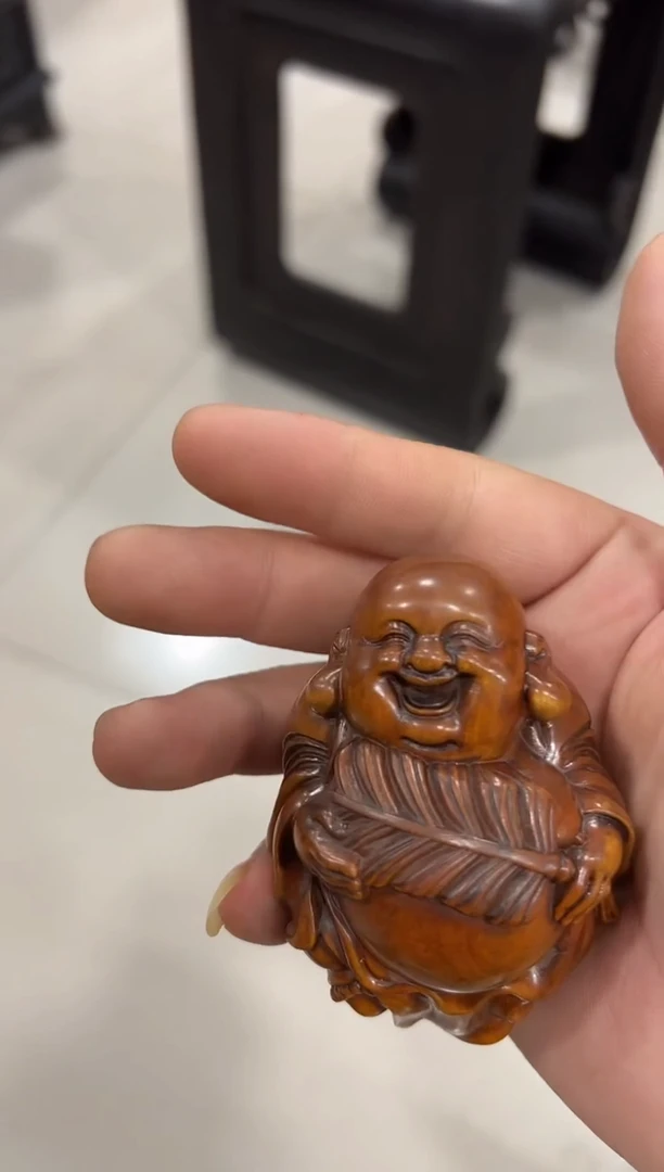 黄杨蒲扇弥勒把件