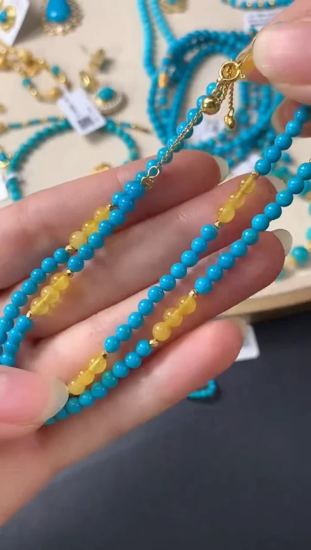 银S925镶嵌绿松石项链D552|1680