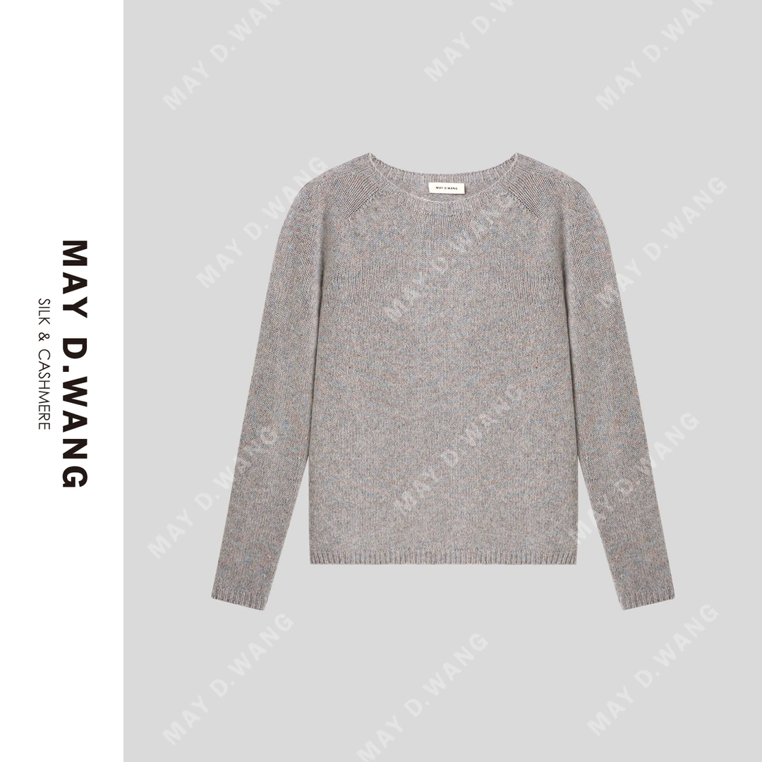 王之造圆领长袖英式无缝羊绒套头衫女 E1F1106