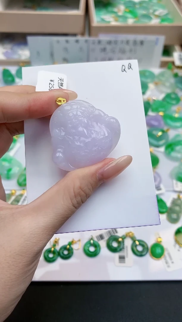 颈饰18K金镶嵌翡翠天然缅甸A货翡翠