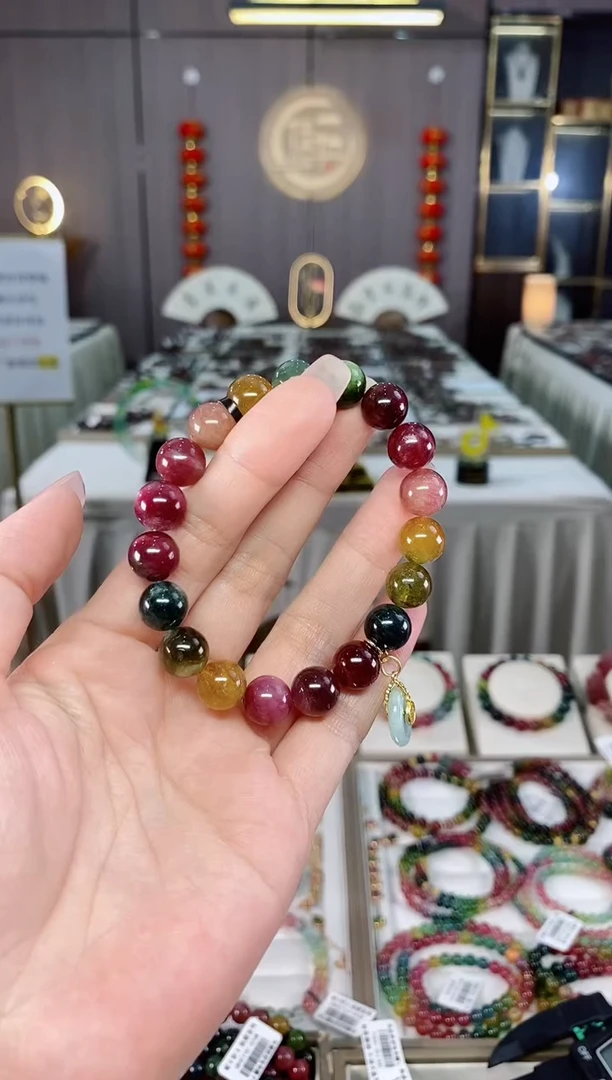 老矿碧玺单圈手串10mm+未镶嵌碧玺多样性发一条hon