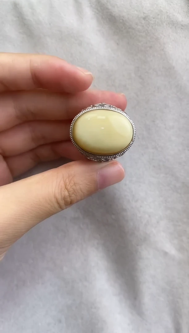 裸石琥珀银S925镶嵌10928028-戒指