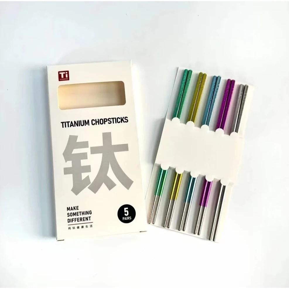 纯钛筷子家用高档结晶冰花筷抗菌防霉餐具防滑耐高温彩色