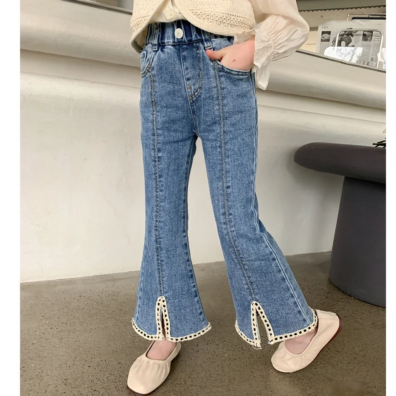 女童春秋季新款女宝洋气儿童2025百搭牛仔裤喇叭裤女童薄款夏季