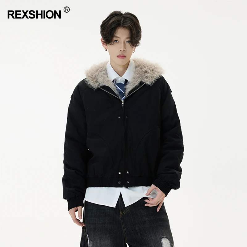 REXSHION美式复古解构座山雕外套男秋冬季复古cleanfit加绒棉衣