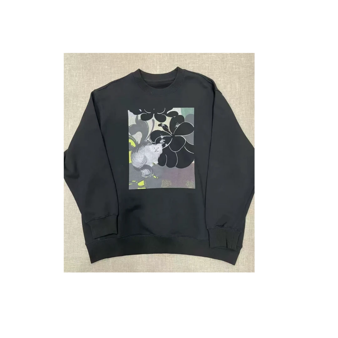 三哈宫-《JN印花卫衣》秋季毛圈圆领套头印花卫衣无感印花宽松慵懒