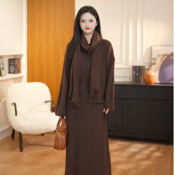 vco/微酷时尚套装法式休闲风针织连衣裙运动套装气质长袖