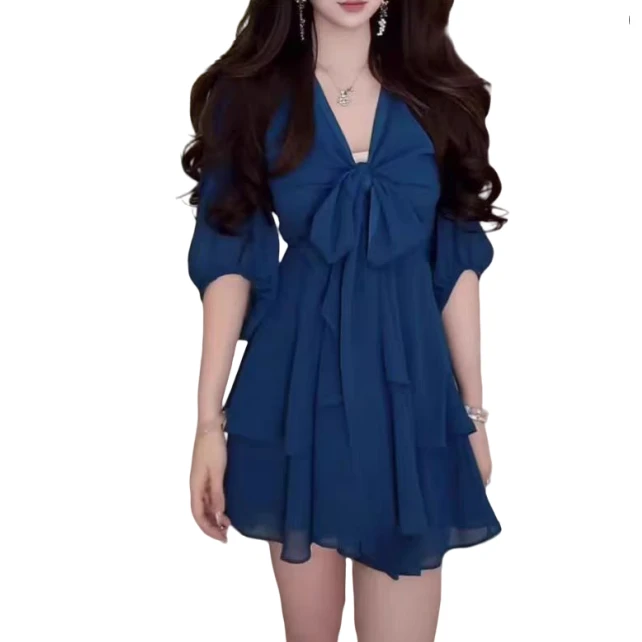 阿遥家【女神的裙摆】赫本风法式气质轻奢名媛风连衣裙长9913短9915