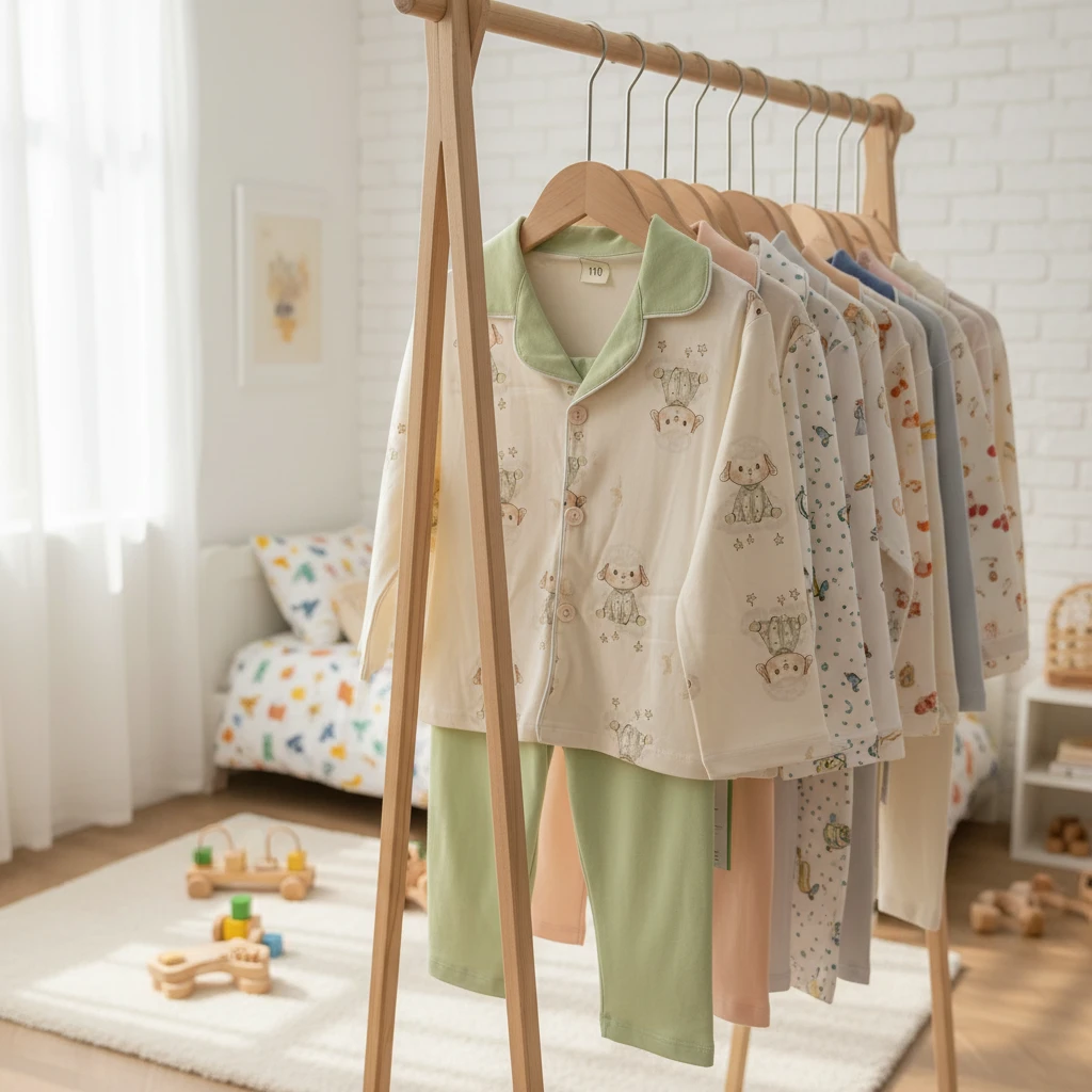 大庆仓【麦兜-15号花朵小兔米】儿童棉毛开扣家居服套装