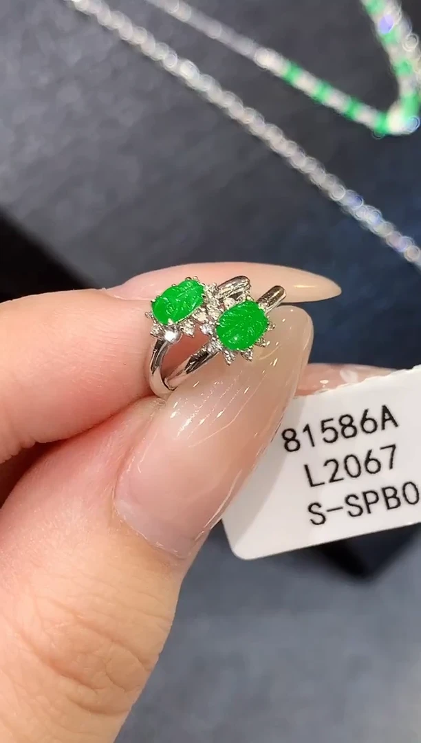 18K金镶嵌翡翠耳饰L2067多样性发其一