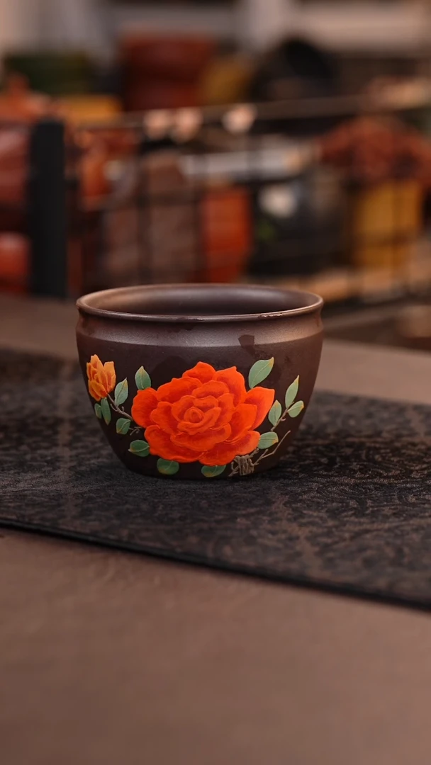 茶杯紫砂紫罗兰玫瑰花杯